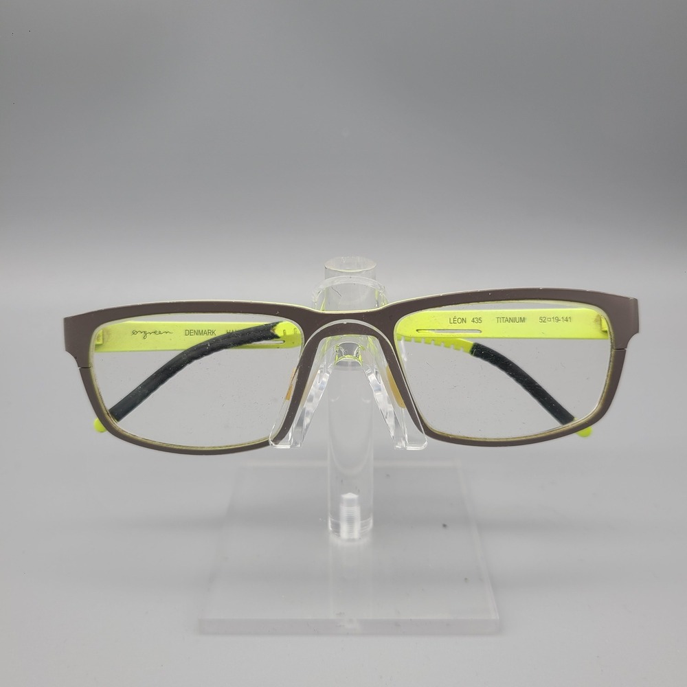 Orgreen Denmark Leon 435 Titanium Eyeglass Frames Brown Neon Green 52-19-141